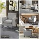 image 6 of HOMCOM Modern Armchair Accent Chair with Rubber Wood Legs for Bedroom Light Grey