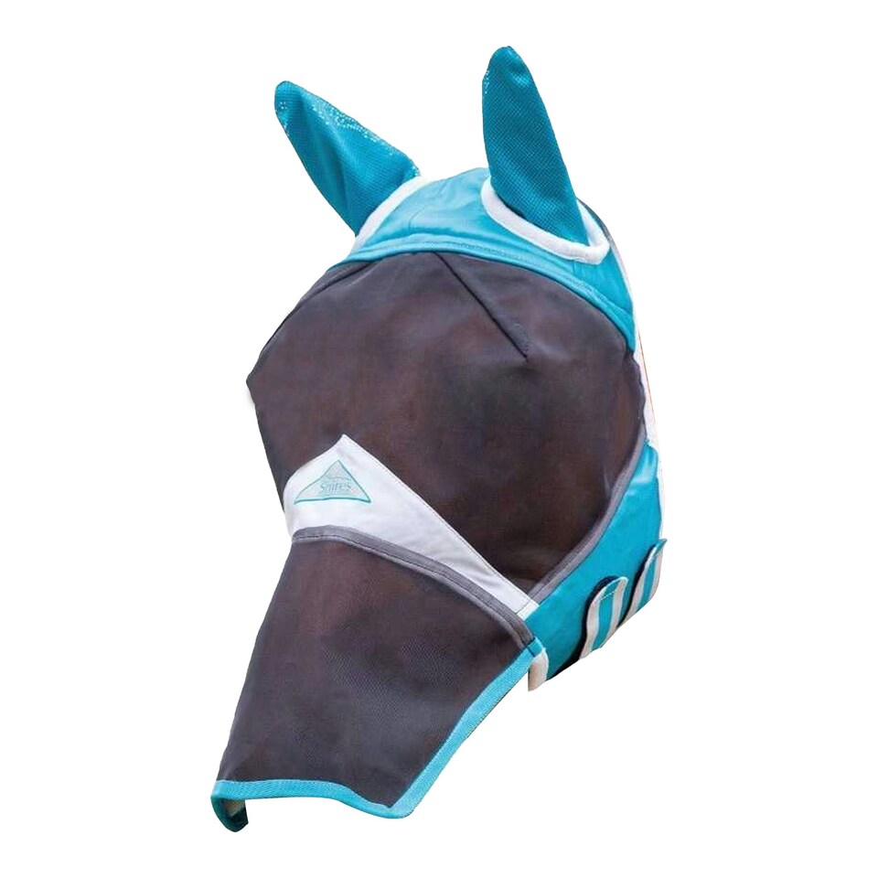 image 1 of Shires Fine Mesh Horse Fly Mask With Ears & Nose - Teal - X Small Pony