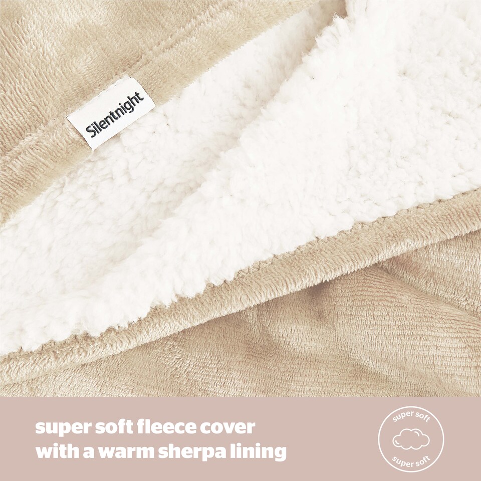 image 1 of Silentnight Snugsie Giant Blanket, Sherpa Fleece Lined, Natural, 240 x 180 cm