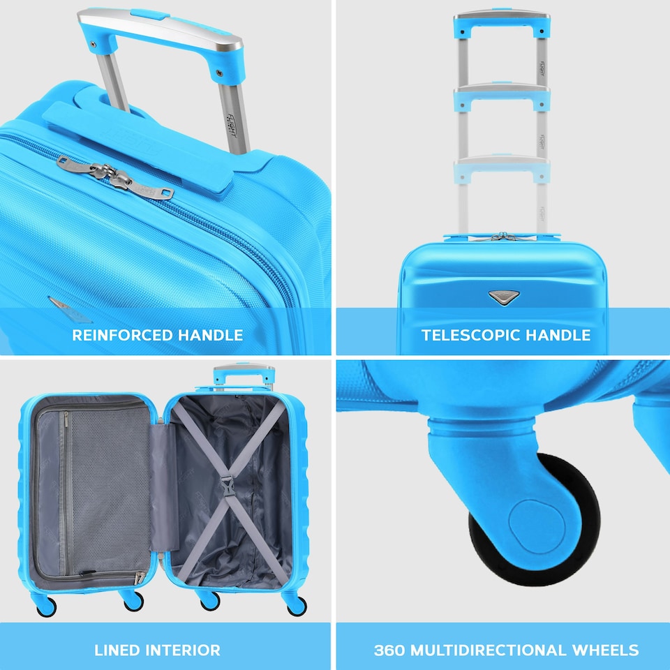 image 1 of 55x35x20cm Carry On Cabin Hard Shell Suitcase - 100+ Airlines Approved Including EasyJet (Paid), British Airways, Ryanair (Priority), TUI Blue | Turquoise | Cabin Bag