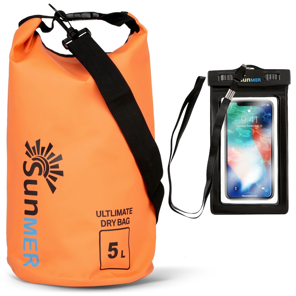 image 1 of SUNMER Waterproof Dry Bag with IPX8 Phone Case - Roll-Top, Adjustable Strap, 5L/10L/20L/30L