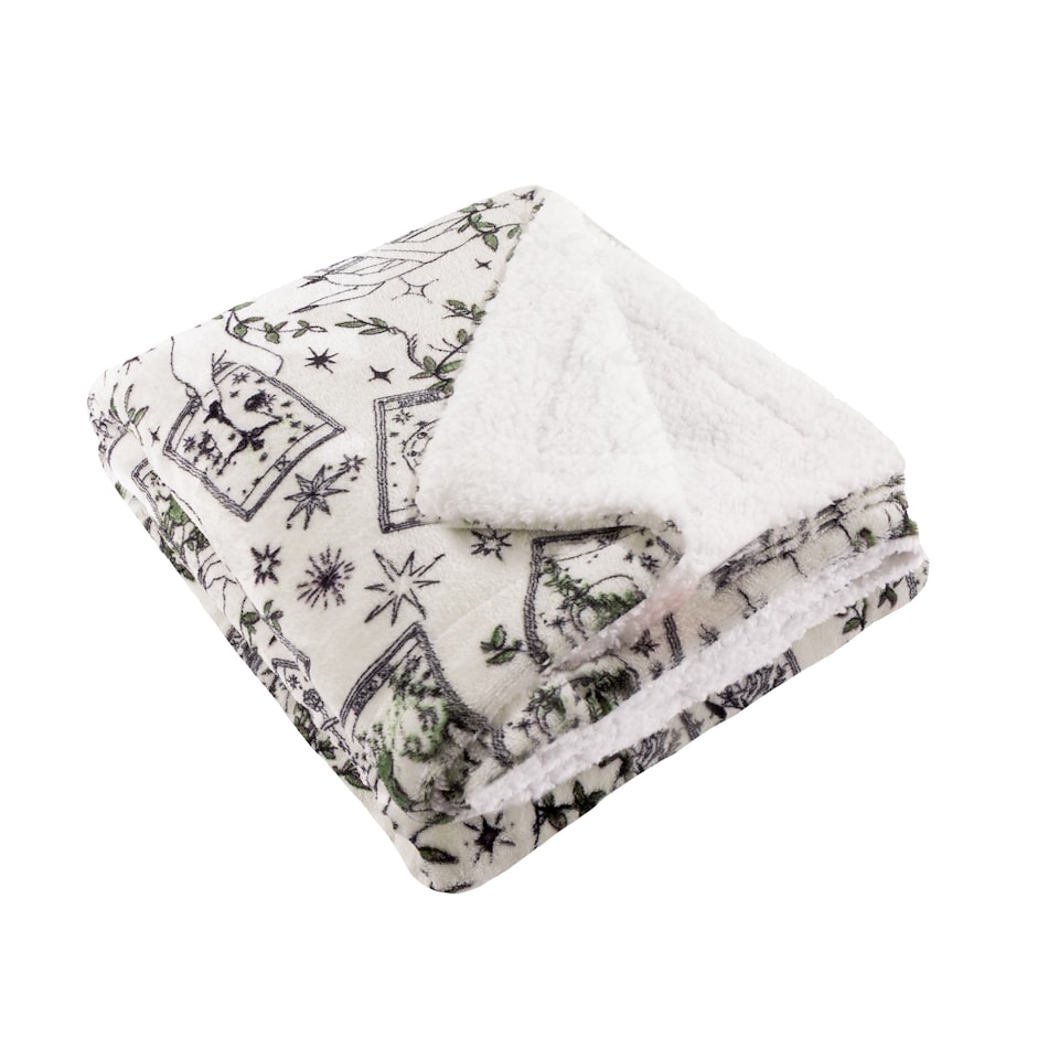 image 1 of Furn Celestial Stories Printed Fleece Throw | Green | Green | 1