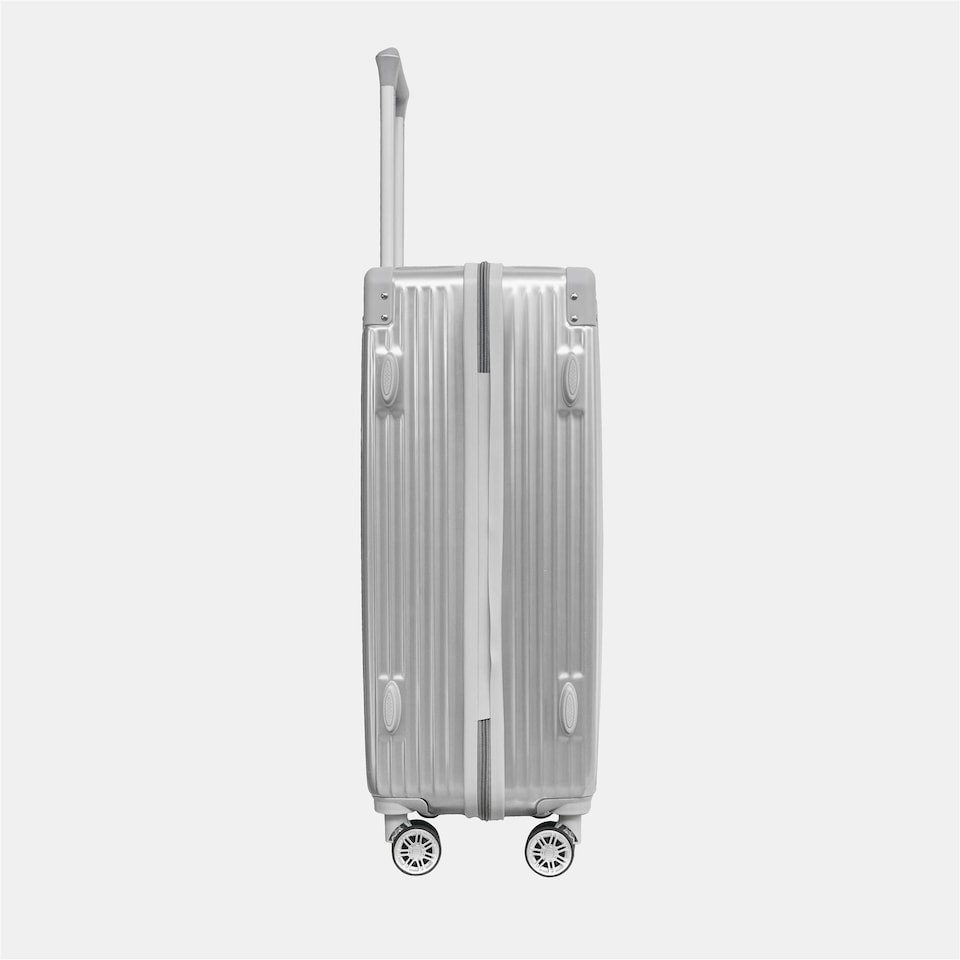 image 1 of OHS Metallic Effect Suitcase Set of 3 Hard Shell ABS Luggage | Silver