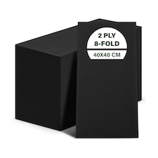 ECONX Black Paper Napkins 40cm 2 Ply Strong Paper Napkins Tissue Serviettes Cocktail Napkins Pack of 250