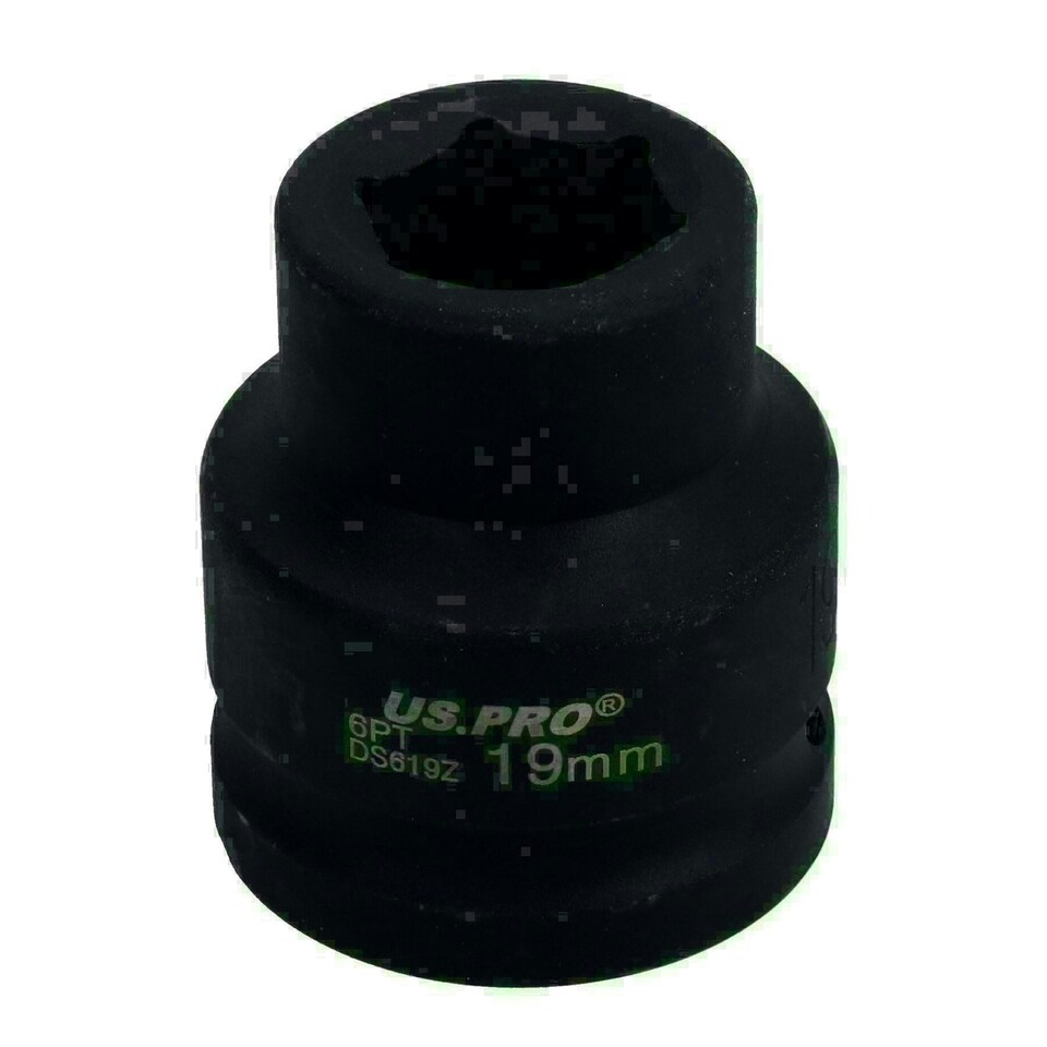 image 1 of 3/4" Drive 19mm Shallow Metric MM Impact Impacted Socket 6 Sided Single Hex
