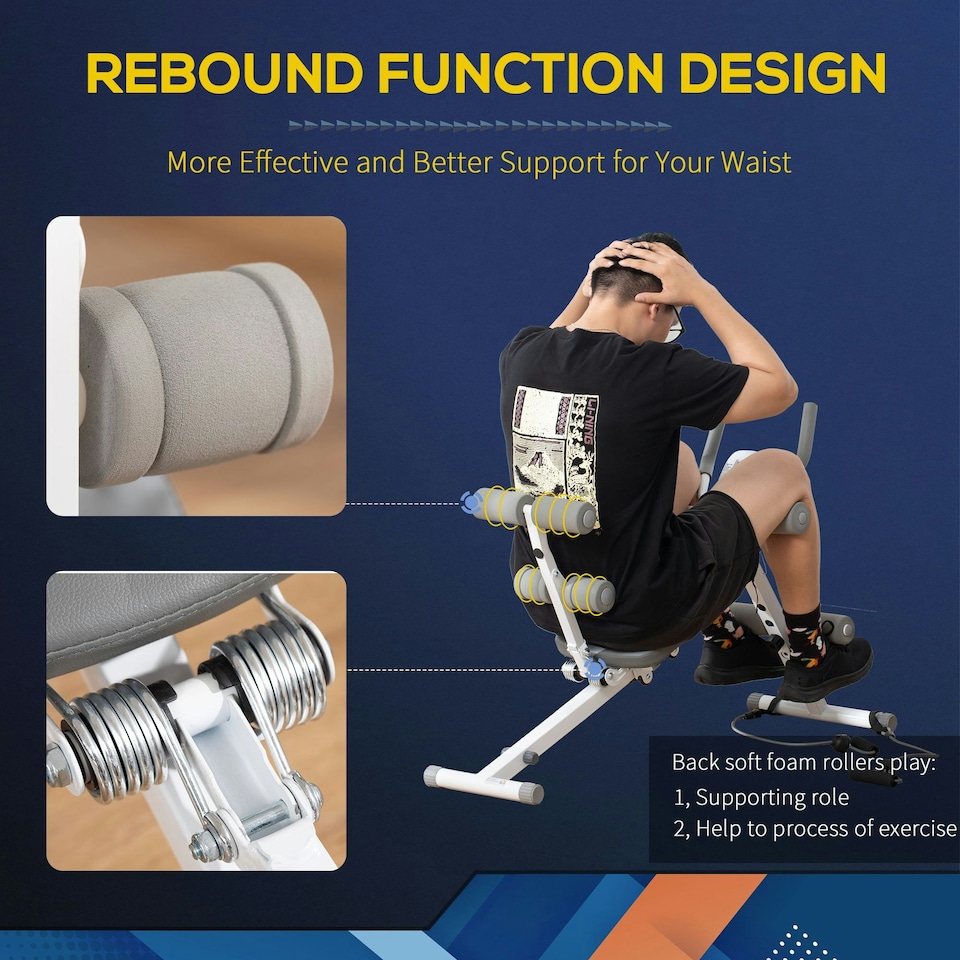 image 1 of HOMCOM Abdominal Trainer Core Workout Exercise Foldable Adjustable Steel Frame