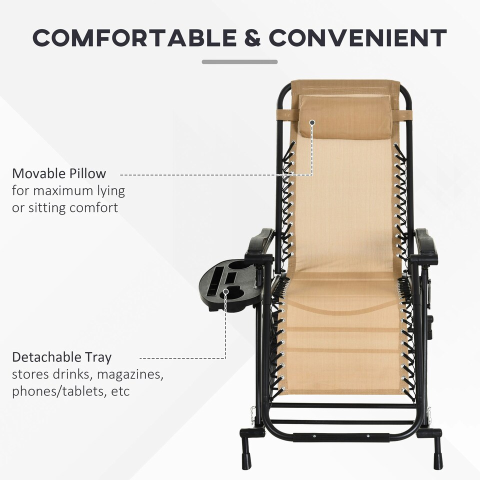 image 1 of Outsunny Folding Recliner Chair Outdoor Lounge Zero-Gravity Seat