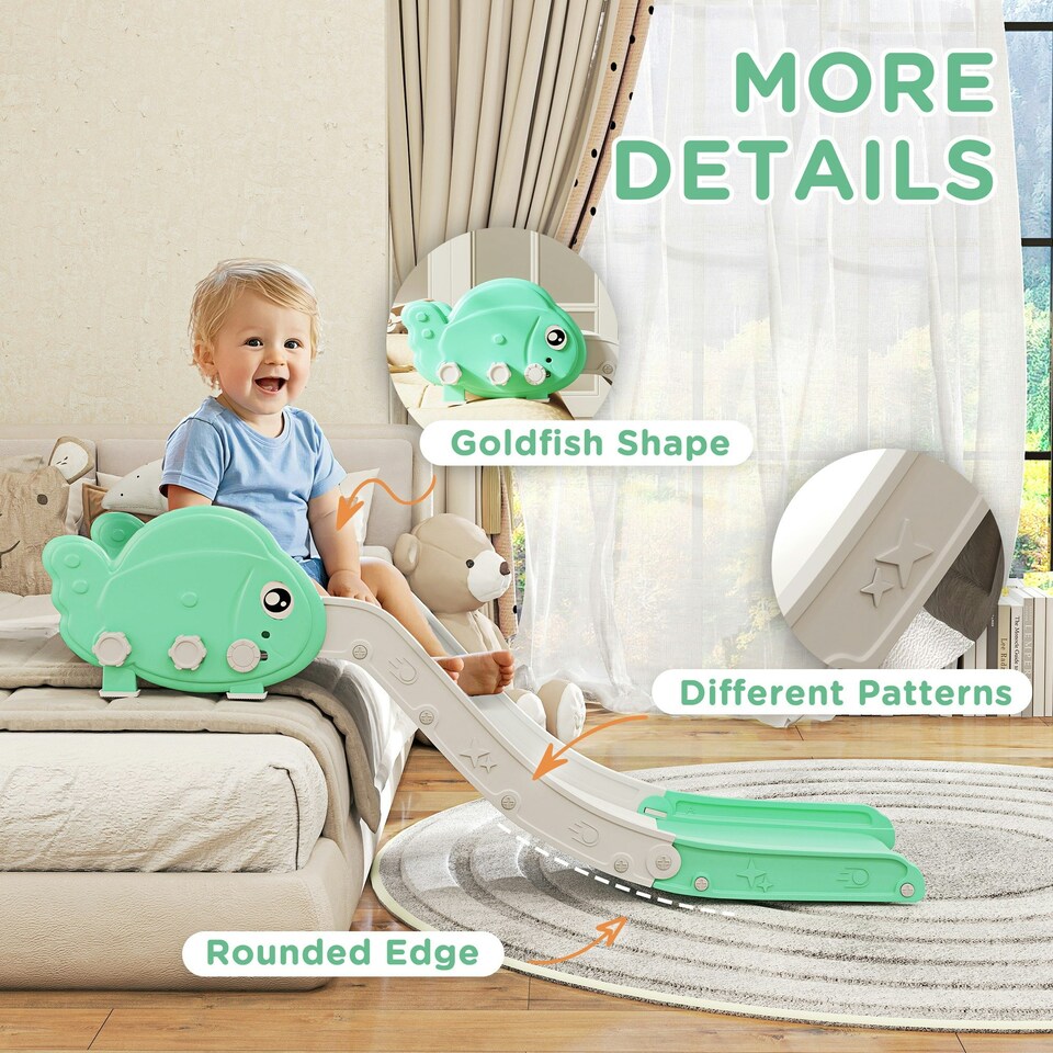 image 1 of AIYAPLAY Kids Sofa Slide, Toddler Slide with 130cm Extended Length, Green