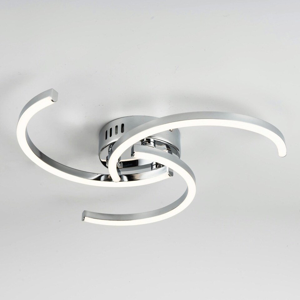 image 1 of First Choice Lighting Curve Chrome LED Flush Ceiling Light Chrome