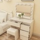 image 4 of Dressing Table with Mirror and Stool Makeup Vanity LED Bulbs Mirror Hollywood Table | White | L94 x W42 x H140 cm