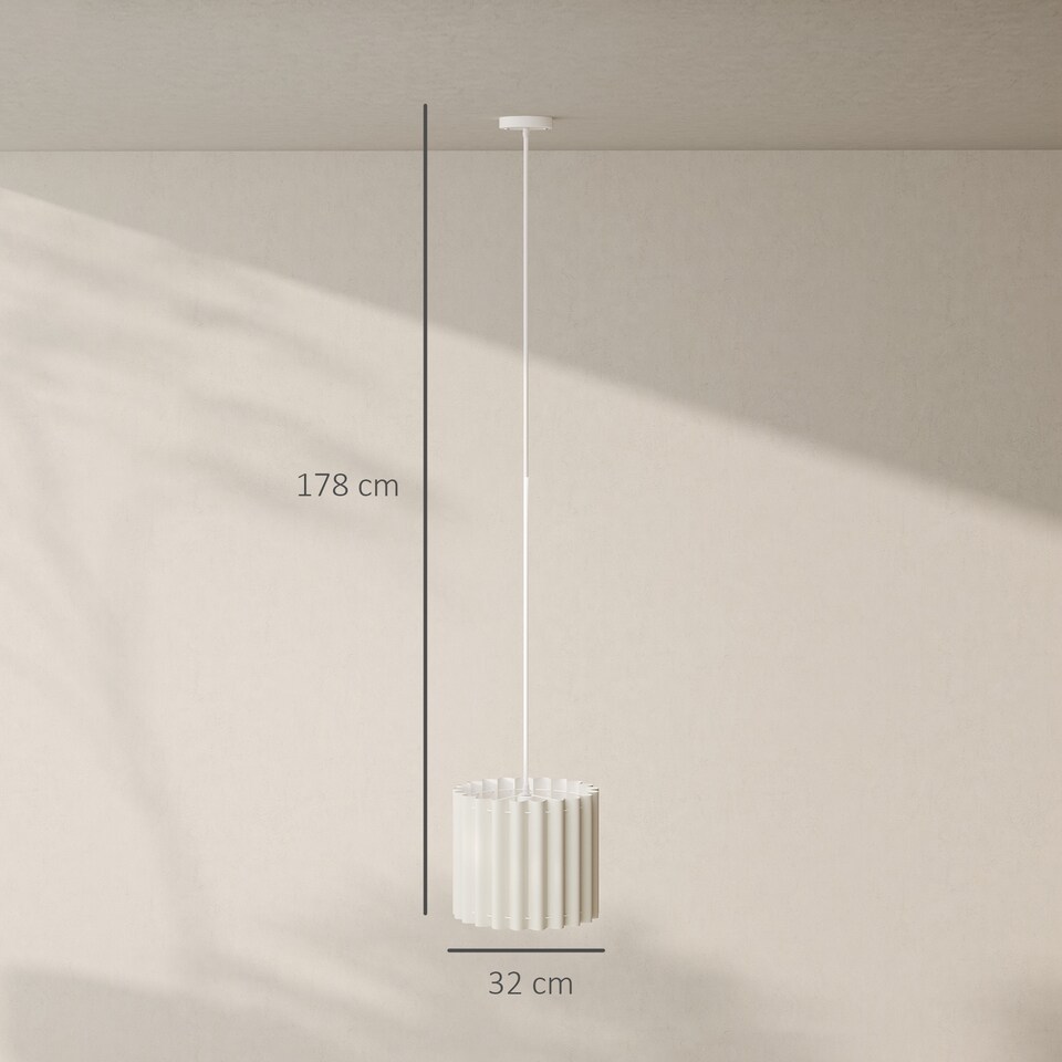 image 1 of HOMCOM Linen Pendant Light, Bedside Ceiling Lamps with E27 Bulb, Modern Hanging Lights for Living Room, Bedroom, Kitchen, Hallway, White
