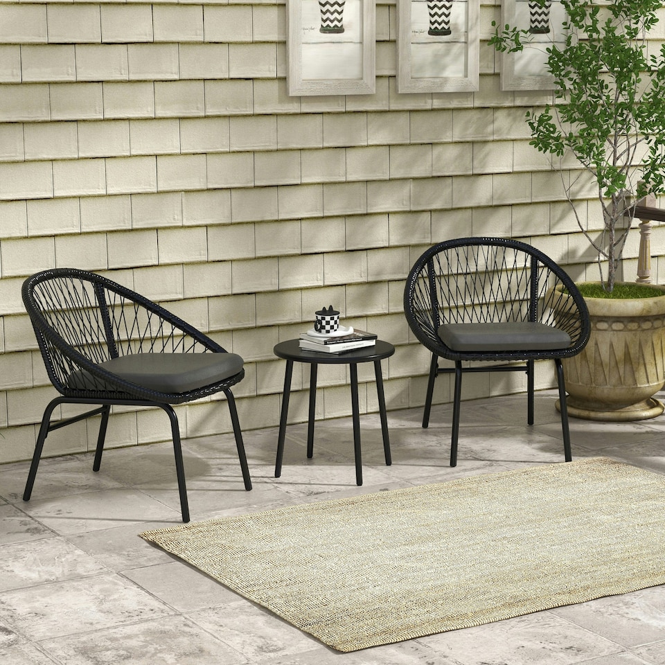 image 1 of Outsunny 3 Piece Garden Furniture Set, Bistro Set withChairs&1 Table