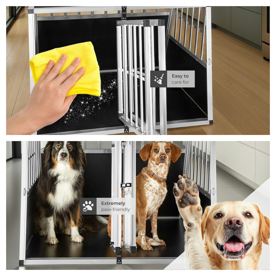 image 1 of Dog Crate Double - angled back wall, aluminium transport box, lockable