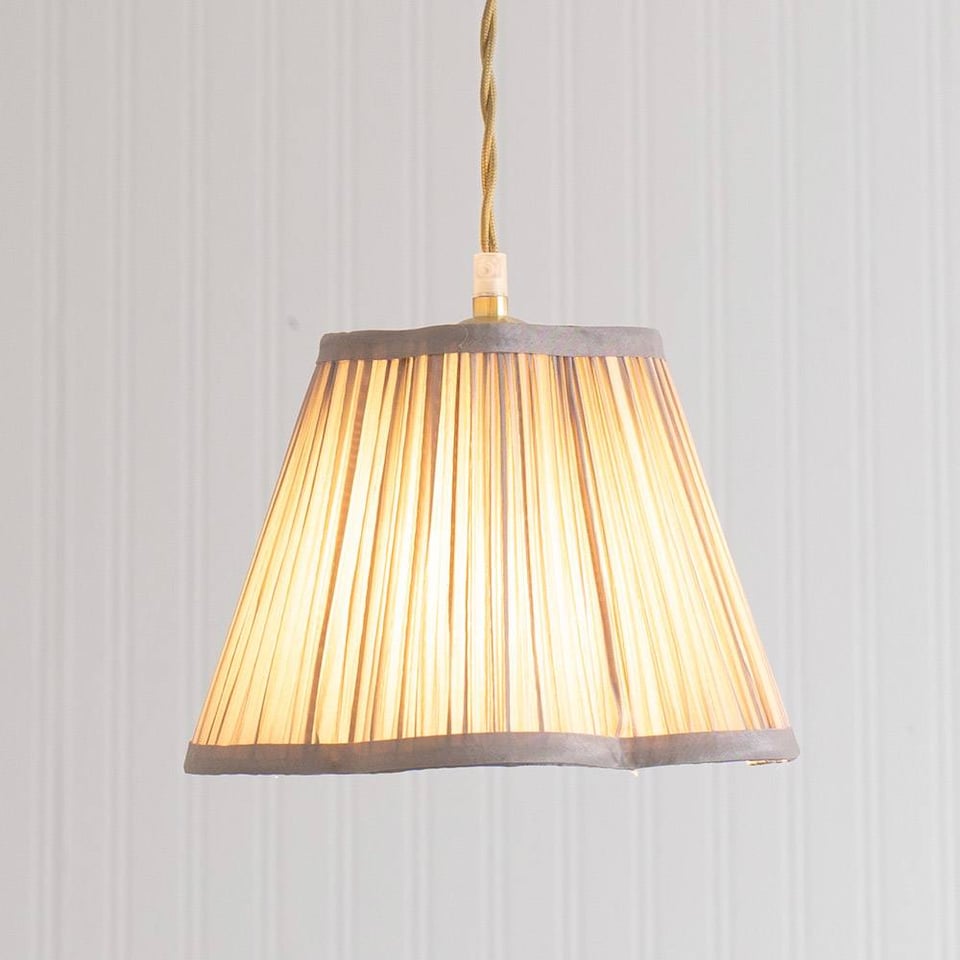 image 1 of ValueLights Loralei Light Grey Small Pleat Scallop Lamp Shade & Bulb | Grey