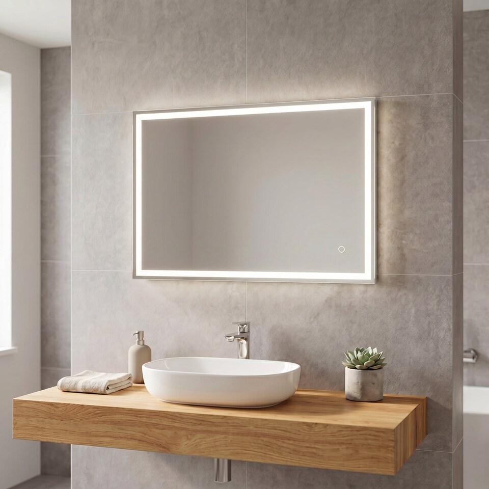 image 1 of Nova - LED Bathroom Mirror Touch Control, 70 x 50cm Demister, CCT
