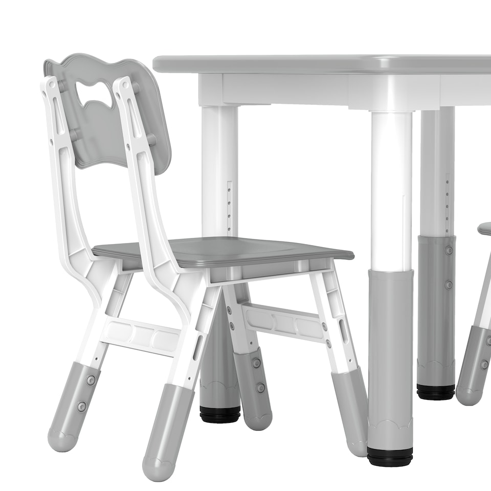image 1 of AIYAPLAY 3 Pcs Height Adjustable Kids Table and Chair Set for Playroom | Grey