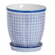 image 1 of Nicola Spring Hand Printed Plant Pot with Saucer - 22cm - Navy | Blue | Navy