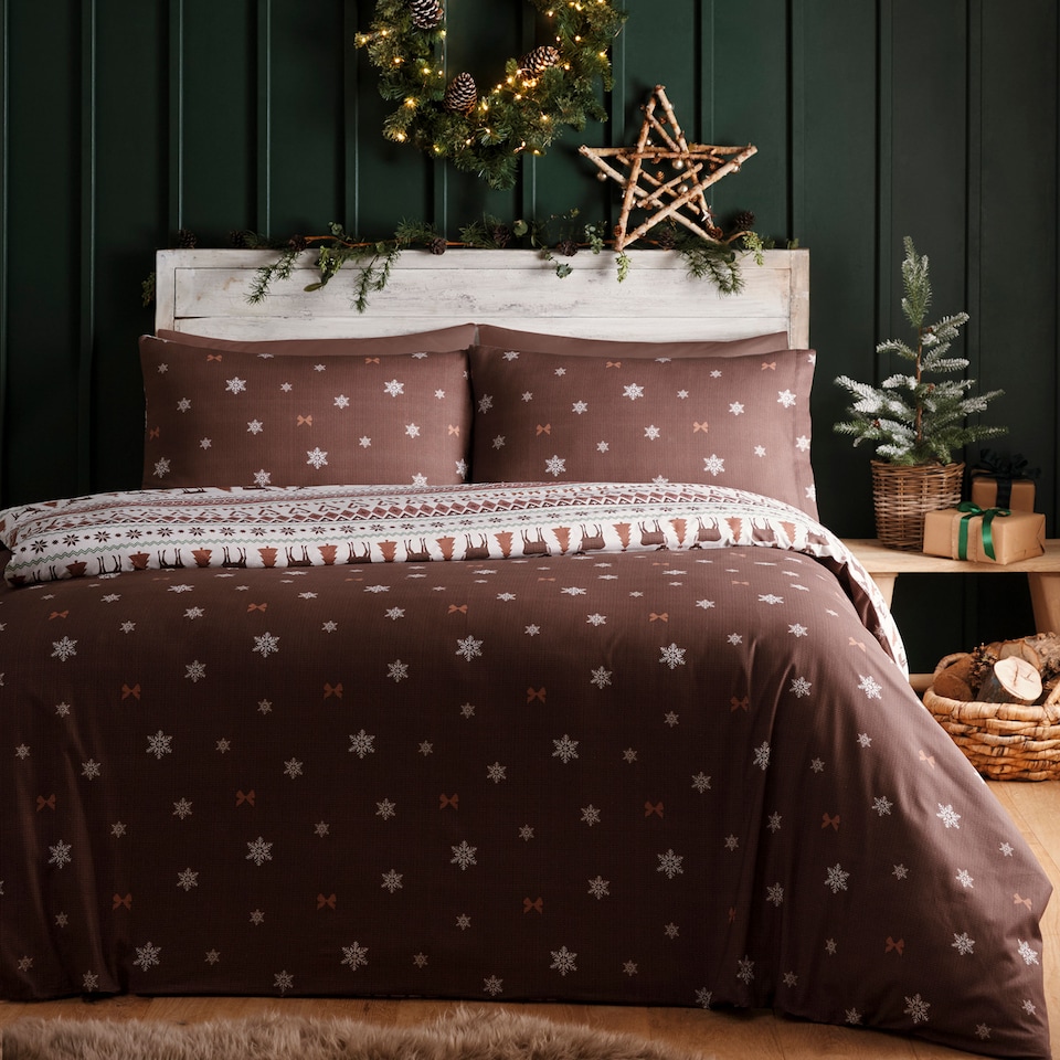 image 1 of Fusion Christmas Fairisle Duvet Cover Set Natural