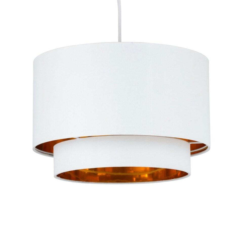 image 1 of Set of 2 Kozy - White and Gold 30cm Pendant Shades White | Gold