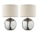 image 1 of Set of 2 Lola - Smoke Mirror Dimpled Glass 43cm Table Lamps
