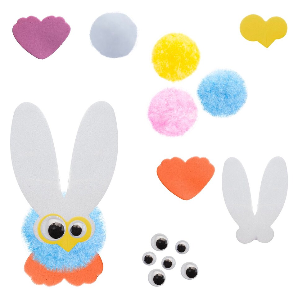 image 1 of vfm-estore Easter Pom Pom Arts & Crafts Set 18cm x 16cm Multicolour - 1 Pack