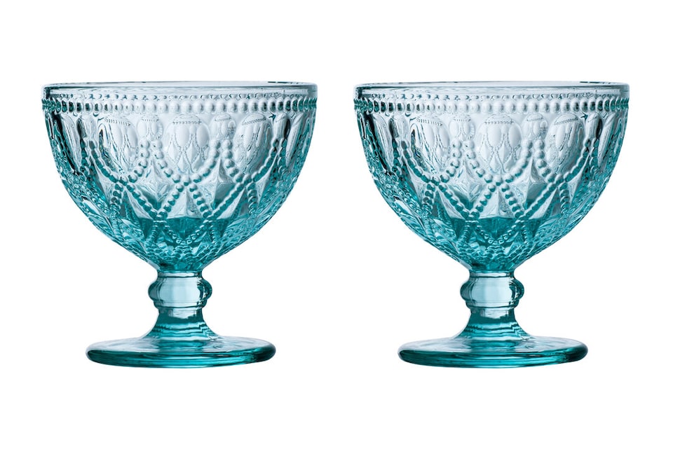 image 1 of Fleur Set Of Two Blue Glass Sundae Dishes