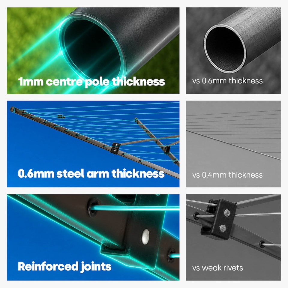 image 1 of LIVIVO 4 Arm Rotary Clothes Airer Charcoal