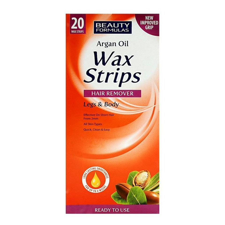 image 1 of Beauty Formulas Argan Oil Wax Strips Hair Remover For Legs And Body 20 Wax Strips