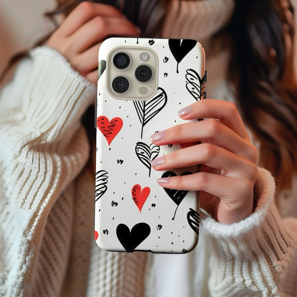 image 1 of Vintage Hearts Phone Case | Black | Galaxy S23 Ultra
Slim | Galaxy S23 Ultra
Slim