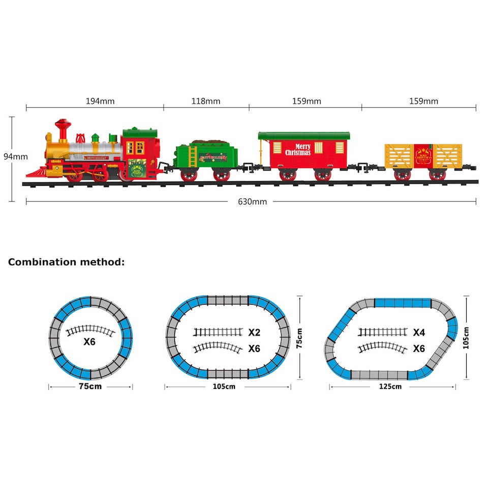 image 1 of Rexco Deluxe Train Set Around Christmas Tree Track Toy Lights Musical Party Xmas Gift