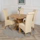 image 3 of Oregon Round Oak Dining Table with Montana Leather Chairs Cream
