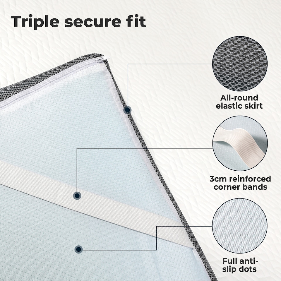 image 1 of Lavio Mattress Topper Memory Foam Dual Layer Hotel Quality Bed Protector | White | Double