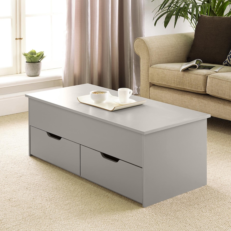 image 1 of Wooden Coffee Table With Lift Up Top and 2 Large Storage Drawers Bruges | Grey