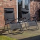 image 2 of Set of 2 Multi Position Garden Gravity Relaxer Chair Sun Lounger with Sun Canopy in Black | Black | Black