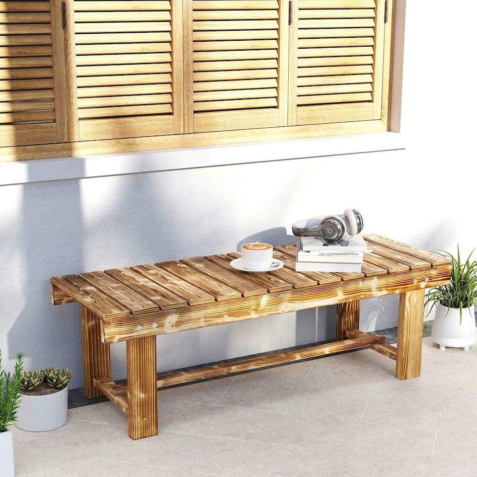 image 1 of Outsunny 1.1M Outdoor Garden Bench Patio Loveseat Fir Wood 2 Person