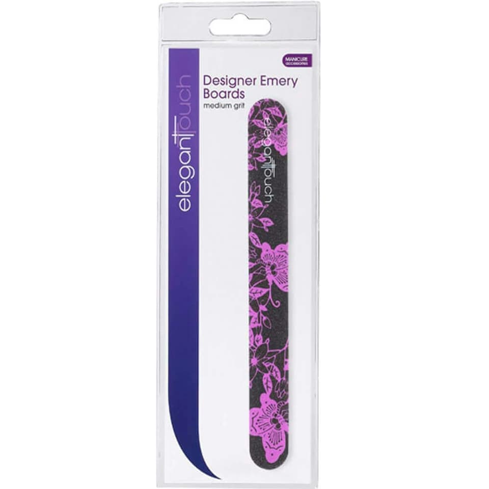 Elegant Touch Flower Pattern Emery Board Medium Grit