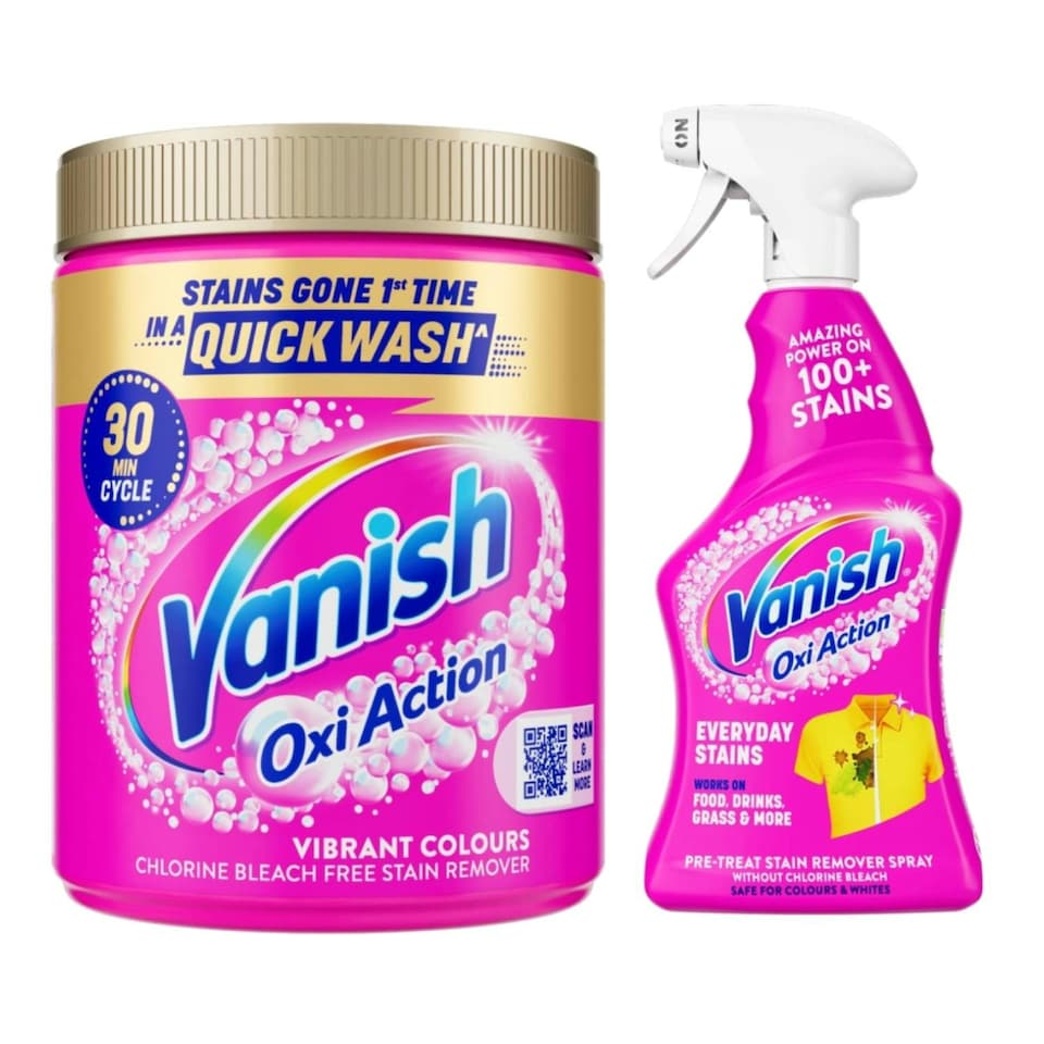 image 1 of Vanish Oxi Action 1 kg Colour Fabric Tough Stain Remover Powder + Vanish Colour clothes 500 ml Spray Bundle