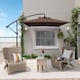 image 2 of Outsunny 3 m Cantilever Parasol with Cross Base, Crank Handle, 6 Ribs, Brown