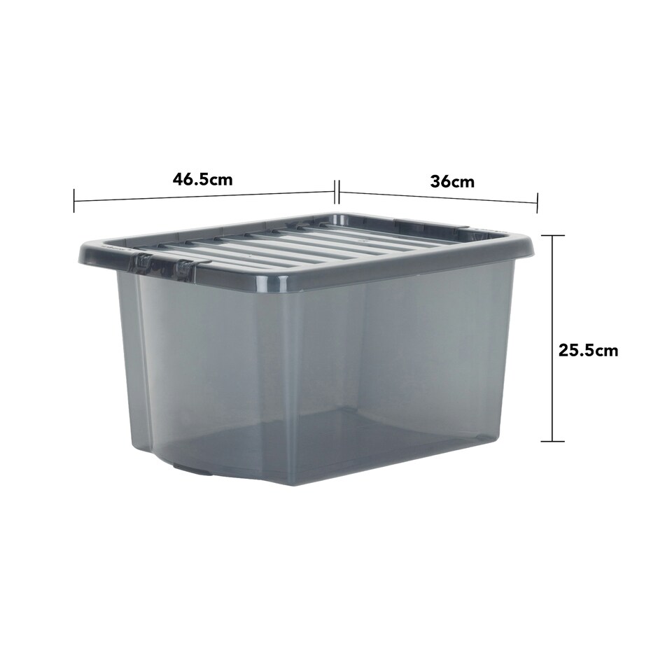 image 1 of Wham Crystal 5 x 28L Stackable Plastic Storage Boxes with Lids Black