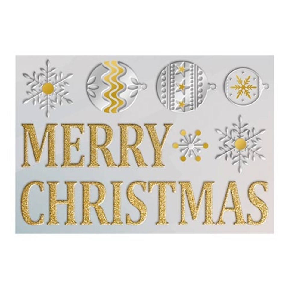 Metallic Gold & Silver Merry Christmas Decorative Stickers