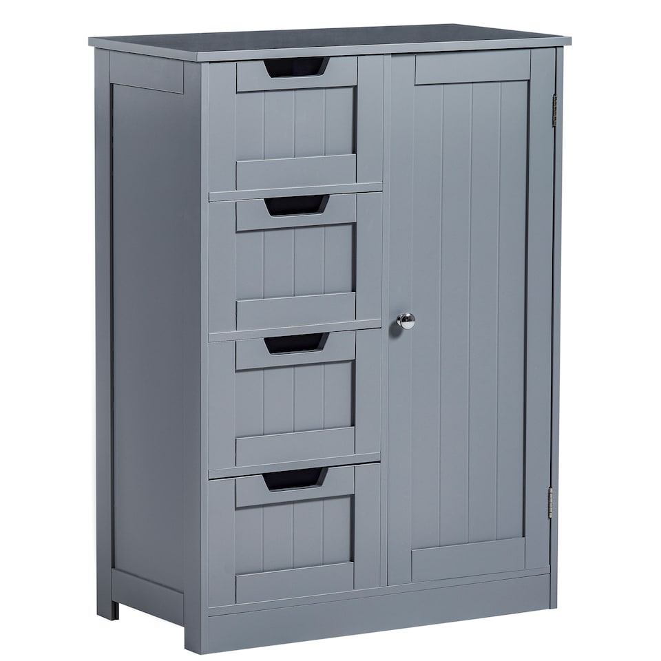 image 1 of Bath Vida Priano 4 Drawer 1 Door Freestanding Bathroom Storage Cabinet, Grey