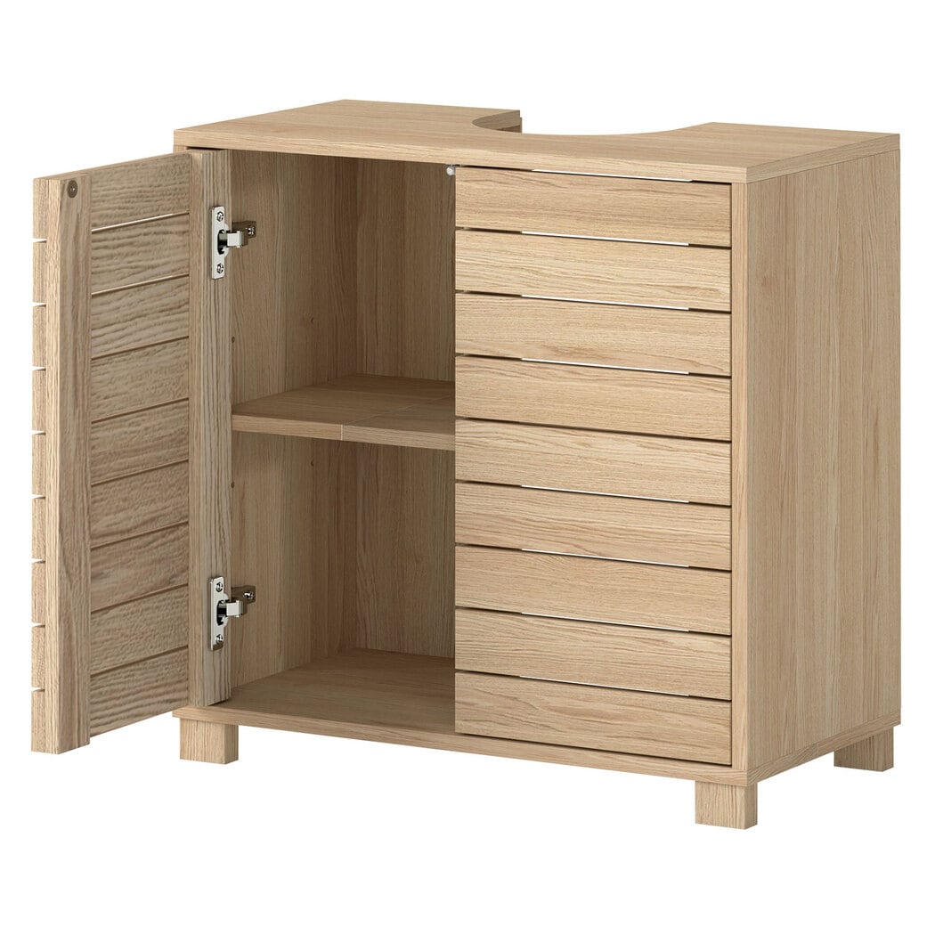 Levede 2 Door Oak Wooden Bathroom Under Sink Cabinet Basin Storage Vanity Unit
