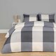 image 4 of OHS Gingham Check Reversible Duvet Cover and Pillowcase Bedding Set, Double - Grey