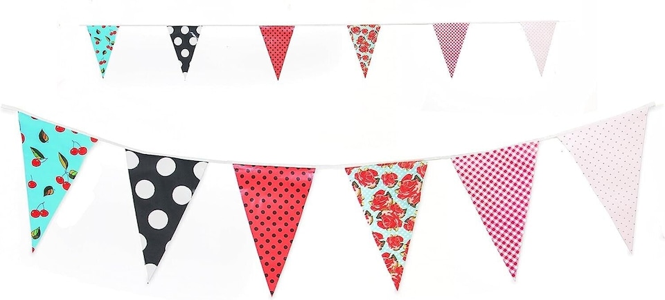 image 1 of Punk Vintage Pattern Party Bunting 10m with 20 Pennants
