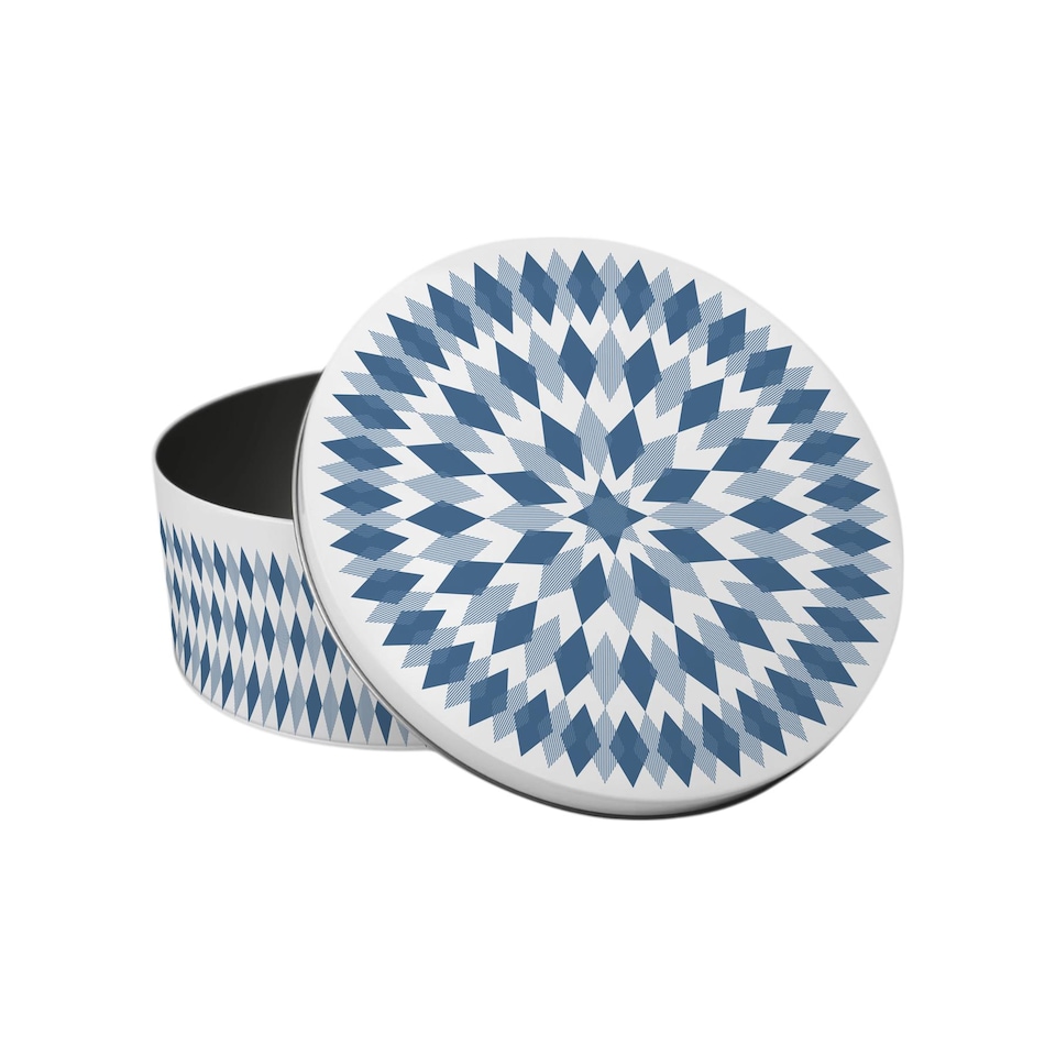 image 1 of Blue Argyle Pattern Round Cake Tin Set