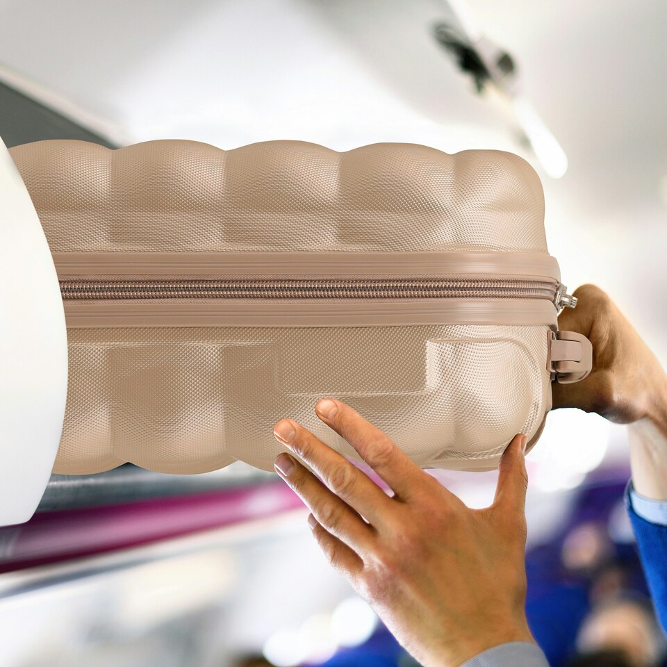 image 1 of Flight Knight Bubble Suitcase Ryanair easyJet Jet2 Approved 8 Wheel Hardcase Suitcases Cabin or Medium & Large Check-in Sizes | Cream | Champagne | Medium