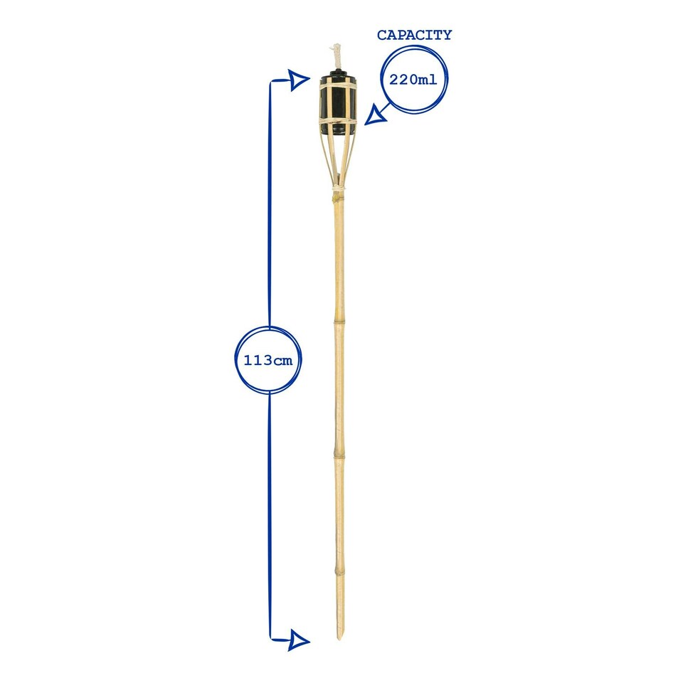 image 1 of Harbour Housewares Bamboo Garden Fire Torches - 113cm - Yellow - Pack of 6
