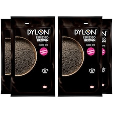 Dylon Hand Fabric Dye Sachet for Clothes, Espresso Brown, 50g, 4 pack | Brown | Espresso Brown | 4