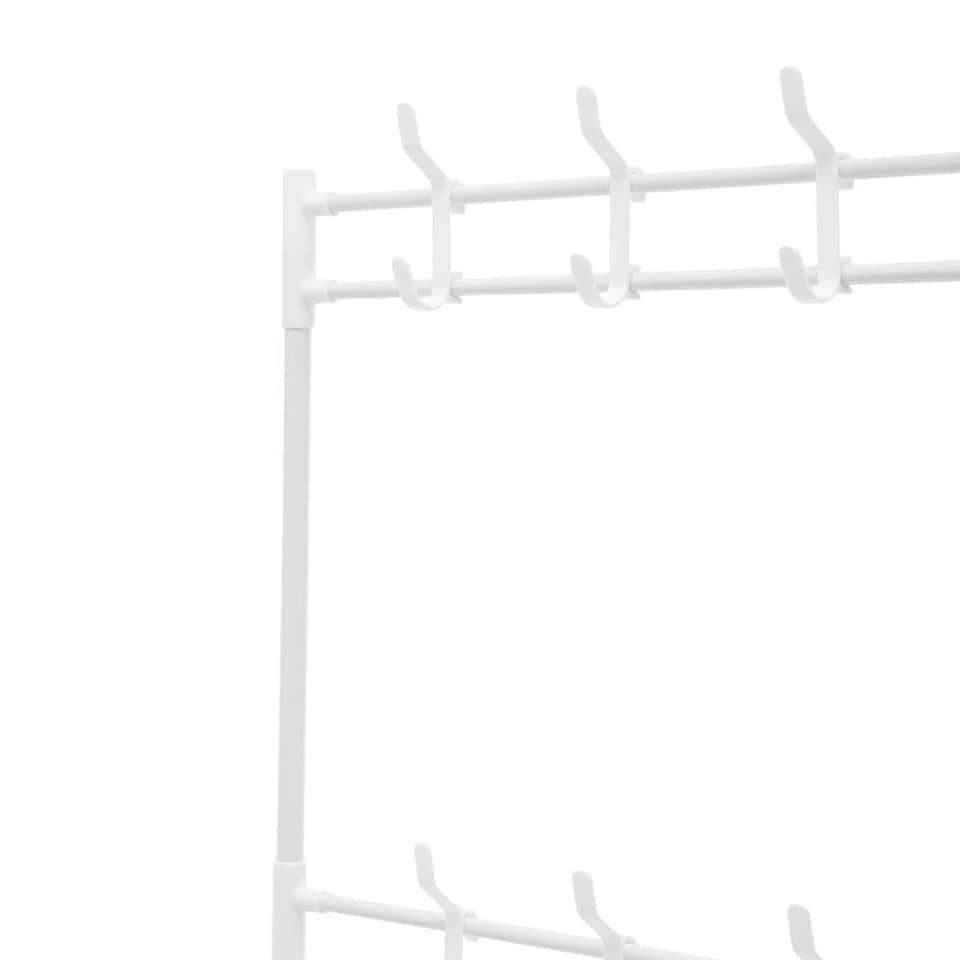 image 1 of Living and Home 4-Tier Metal Shoe Rack with Hooks for Entryway - White