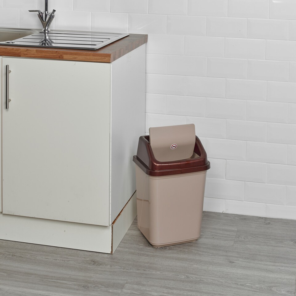 image 1 of 30L Plastic Recycling Bins with Swing Lids | Brown | 1